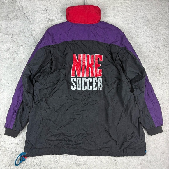 Vtg Nike‎ Soccer Jacket Colorblock Retro Windbreaker Hood Blokecore Futbol 90s L - Picture 1 of 16